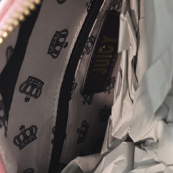 Juicy Couture Retro Chic Flamingo/Chocolate Velour Satchel - Picture 10 of 11